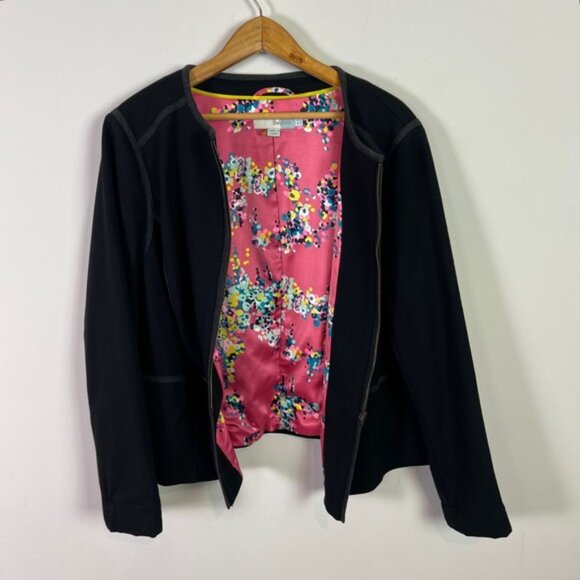 Boden Women’s Black Gray Zip Up Blazer Jacket Size 16 - Picture 3 of 6